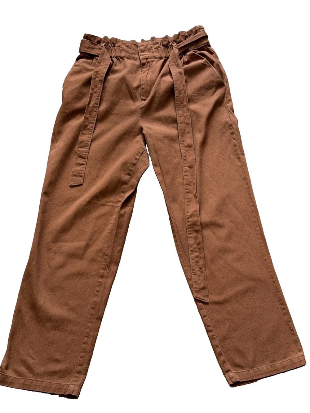 Bar III Women's Brown Paperbag Waist Straight-Leg Pants